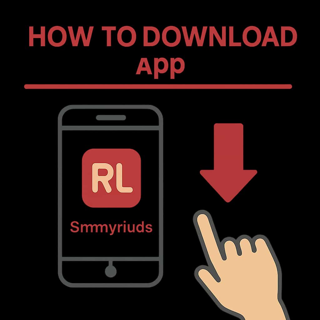 Illustration showing the download process for the RummyLudo app.