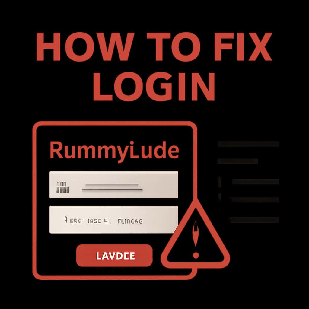 Illustration showing steps to troubleshoot RummyLudo login problems.