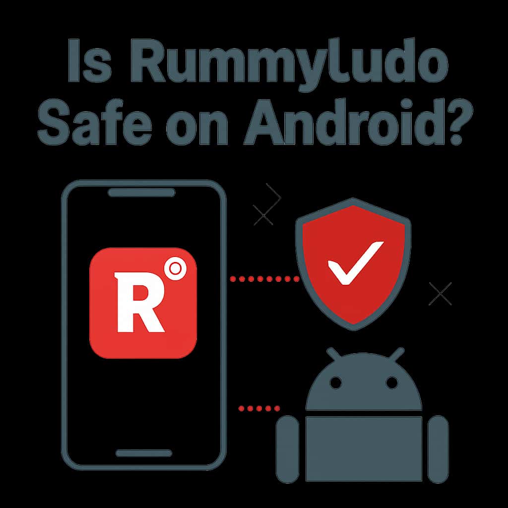 An educational diagram explaining the safety measures for using RummyLudo on Android.