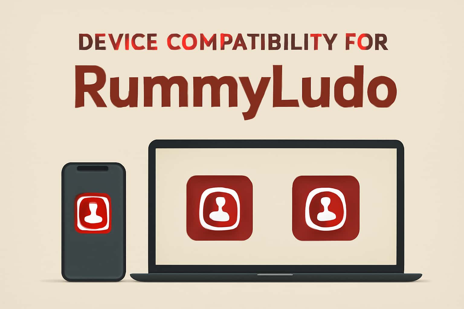An informative scene illustrating device compatibility aspects for RummyLudo.
