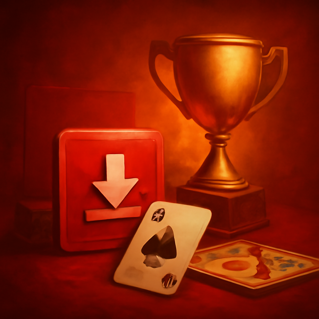 Illustration showing the download process for the RummyLudo app.