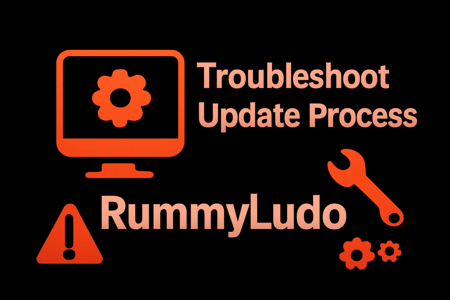 An informative graphic depicting troubleshooting steps for the RummyLudo update process.