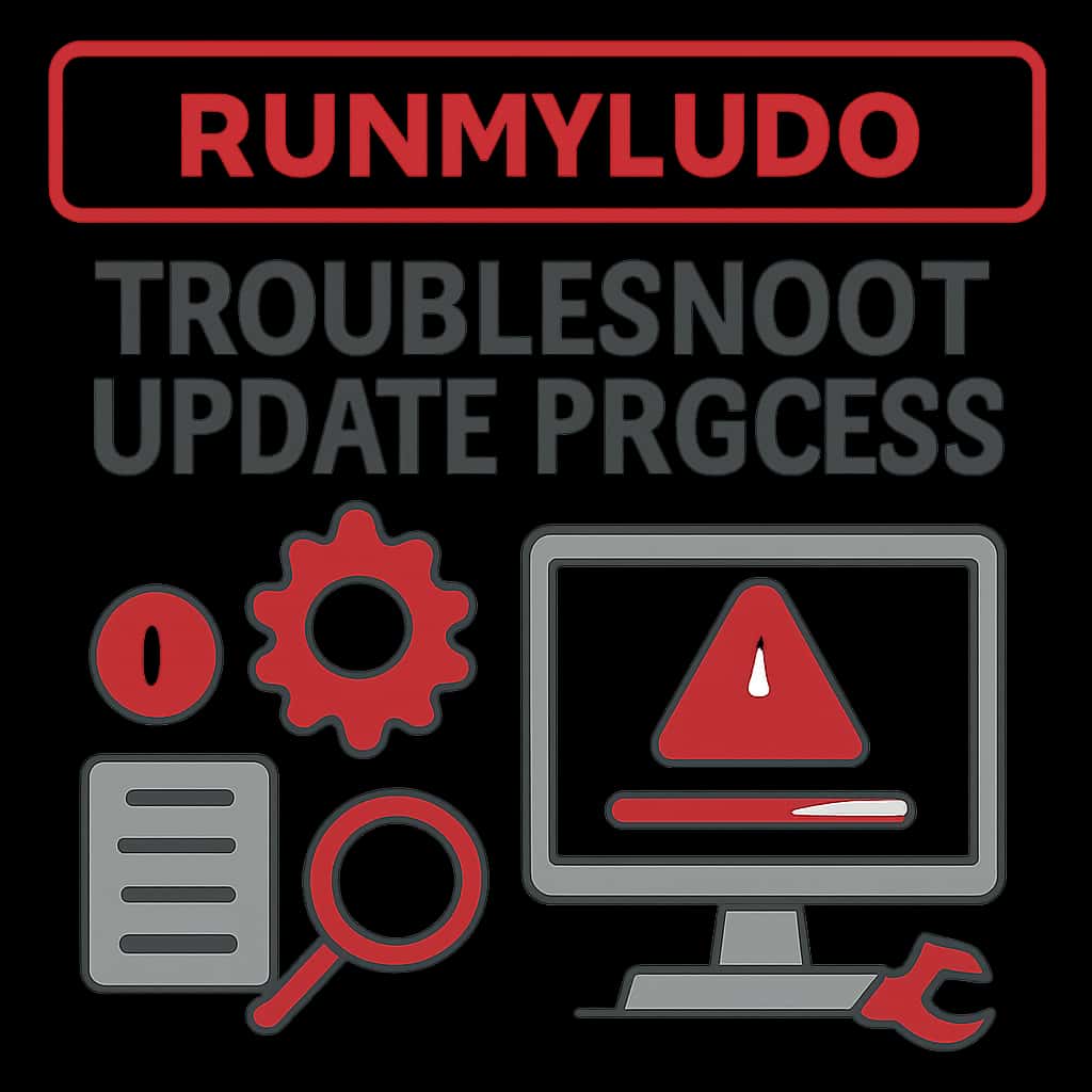 An educational diagram showcasing the troubleshooting process for RummyLudo updates.