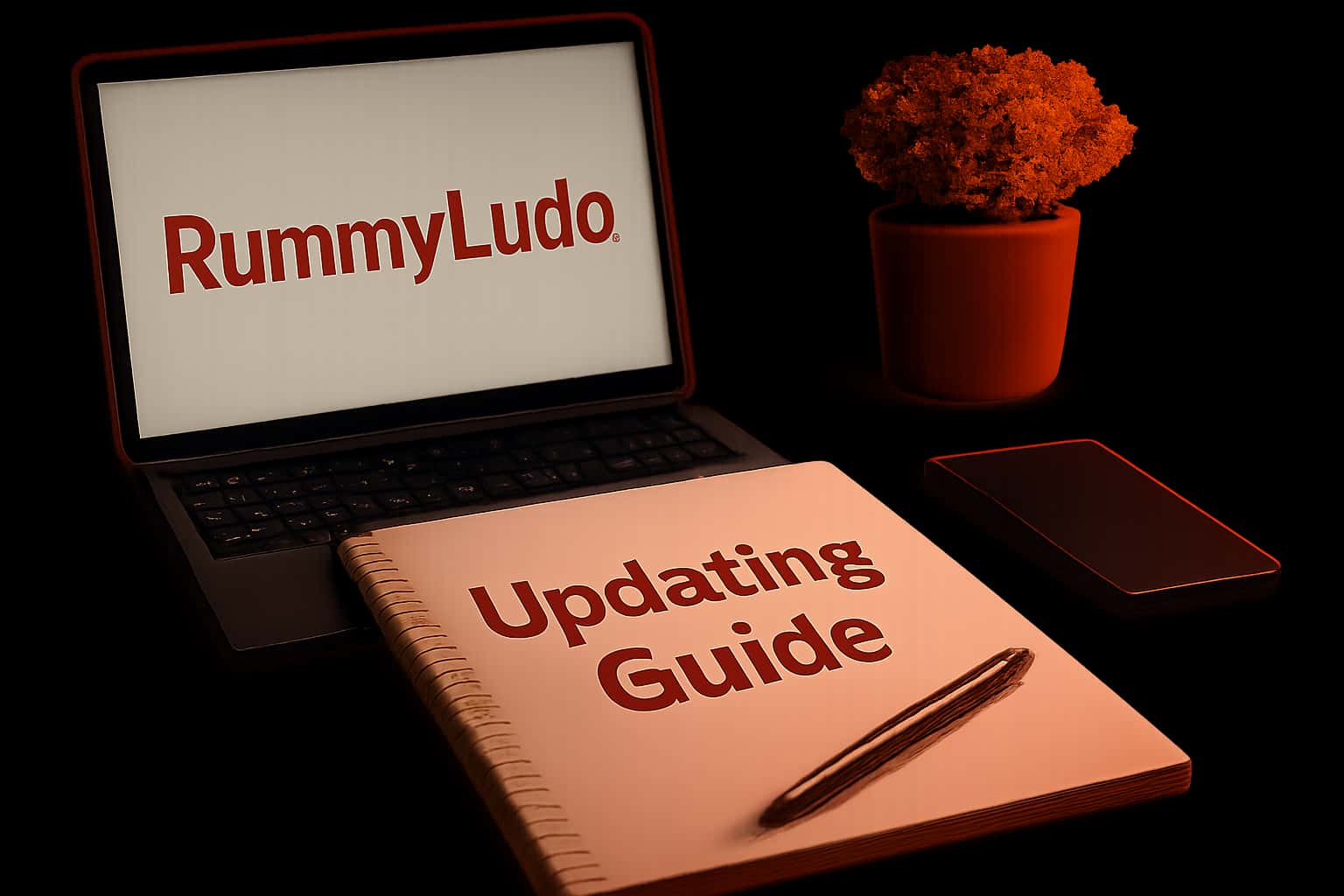 An educational scene about updating the RummyLudo app.
